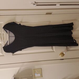 Black Poka Dot, Midi Dress, Short Sleeved, The Limited, Medium, Stretchy